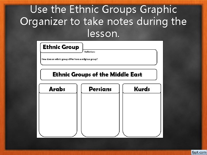 Use the Ethnic Groups Graphic Organizer to take notes during the lesson. 