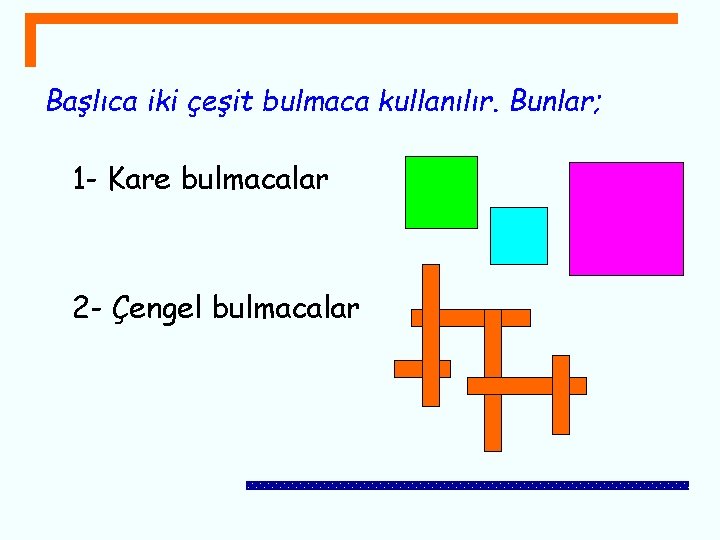 Başlıca iki çeşit bulmaca kullanılır. Bunlar; 1 - Kare bulmacalar 2 - Çengel bulmacalar