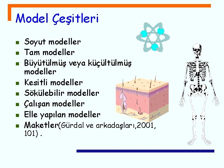 Model Çeşitleri n n n n Soyut modeller Tam modeller Büyütülmüş veya küçültülmüş modeller
