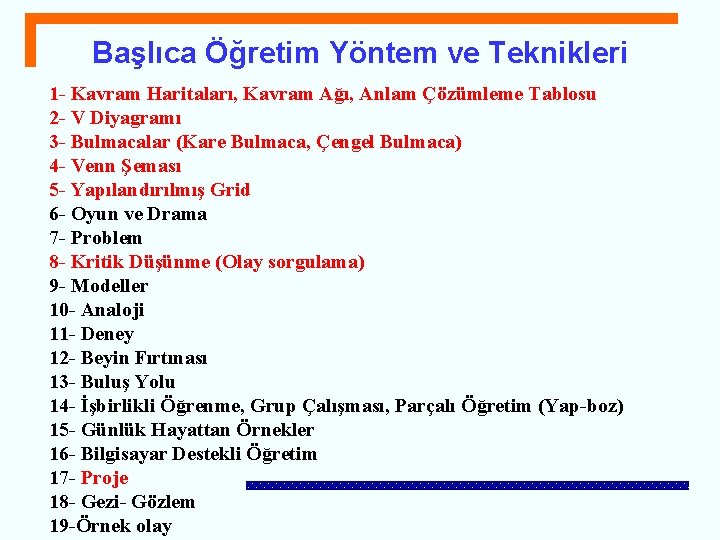 Başlıca Öğretim Yöntem ve Teknikleri 1 - Kavram Haritaları, Kavram Ağı, Anlam Çözümleme Tablosu