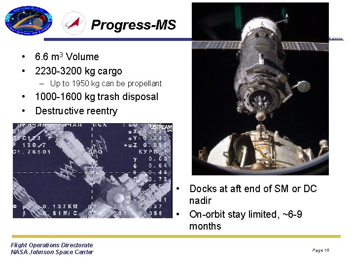 Progress-MS Flight Integration Division • 6. 6 m 3 Volume • 2230 -3200 kg