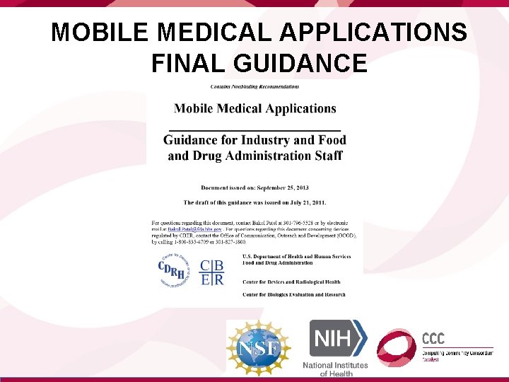 MOBILE MEDICAL APPLICATIONS FINAL GUIDANCE 