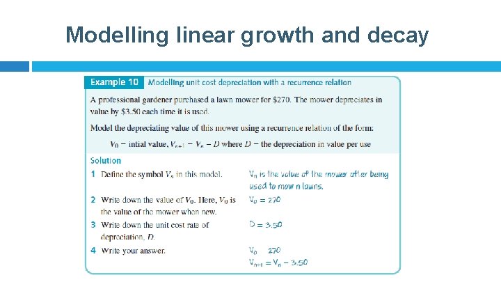 Modelling linear growth and decay 