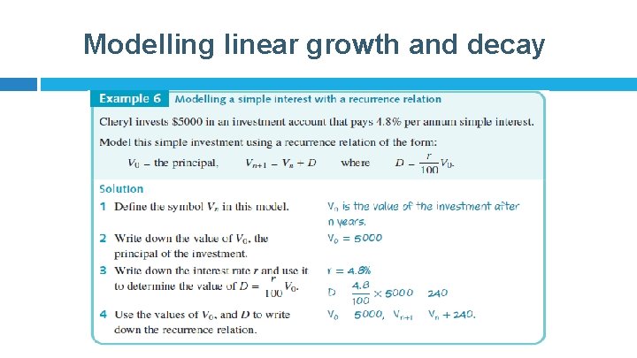 Modelling linear growth and decay 