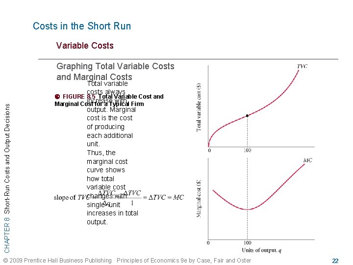 Costs in the Short Run Variable Costs CHAPTER 8 Short-Run Costs and Output Decisions