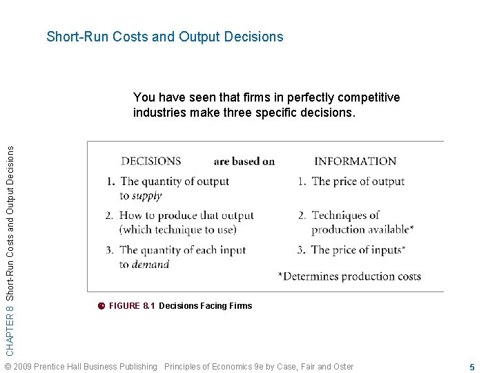 Short-Run Costs and Output Decisions CHAPTER 8 Short-Run Costs and Output Decisions You have