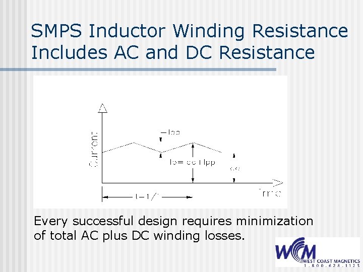 SMPS Inductor Winding Resistance Includes AC and DC Resistance Every successful design requires minimization