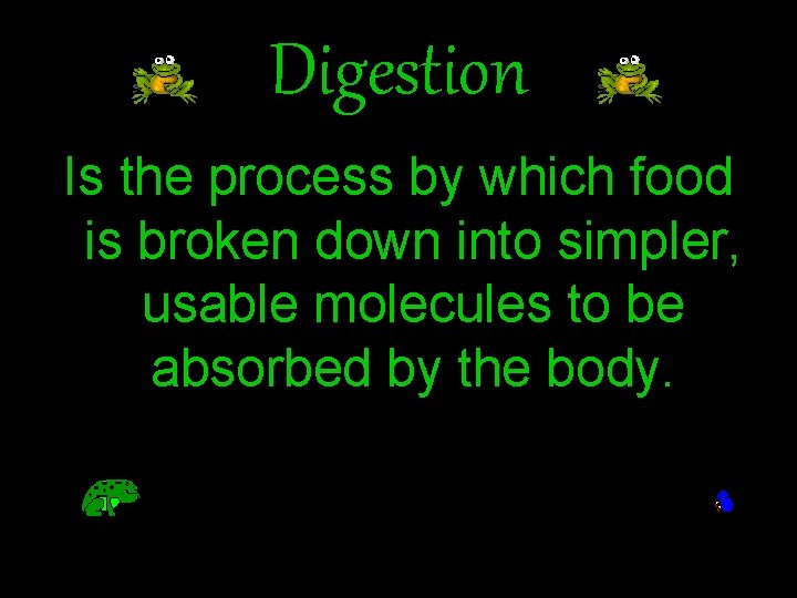 Digestion Is the process by which food is broken down into simpler, usable molecules
