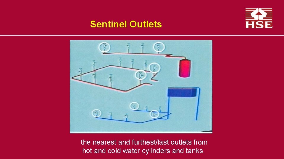 Sentinel Outlets the nearest and furthest/last outlets from hot and cold water cylinders and