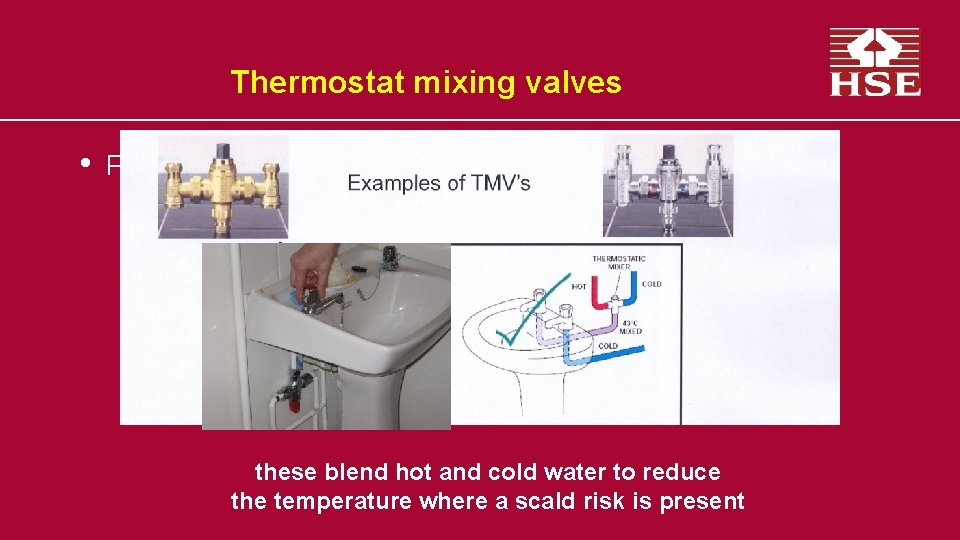 Thermostat mixing valves • Picture TMVs these blend hot and cold water to reduce