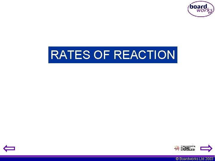 RATES OF REACTION © Boardworks Ltd 2003 