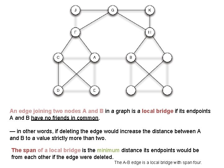 An edge joining two nodes A and B in a graph is a local