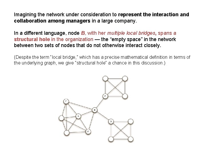 Imagining the network under consideration to represent the interaction and collaboration among managers in