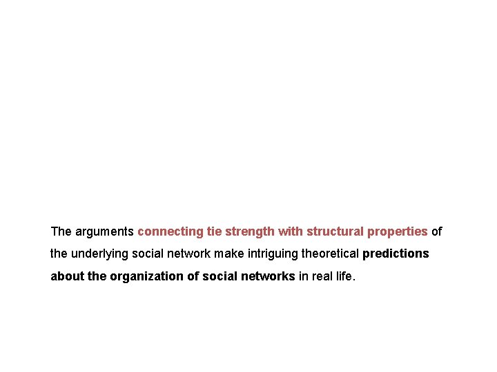 The arguments connecting tie strength with structural properties of the underlying social network make