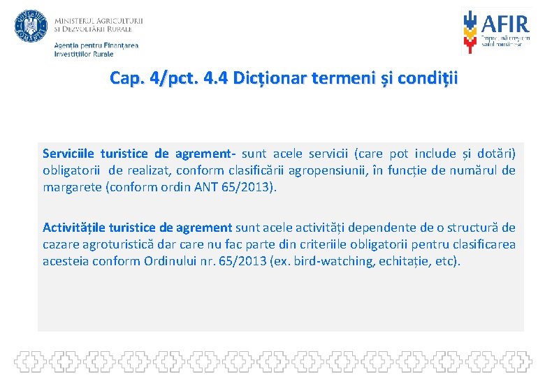 Cap. 4/pct. 4. 4 Dicționar termeni și condiții Serviciile turistice de agrement- sunt acele
