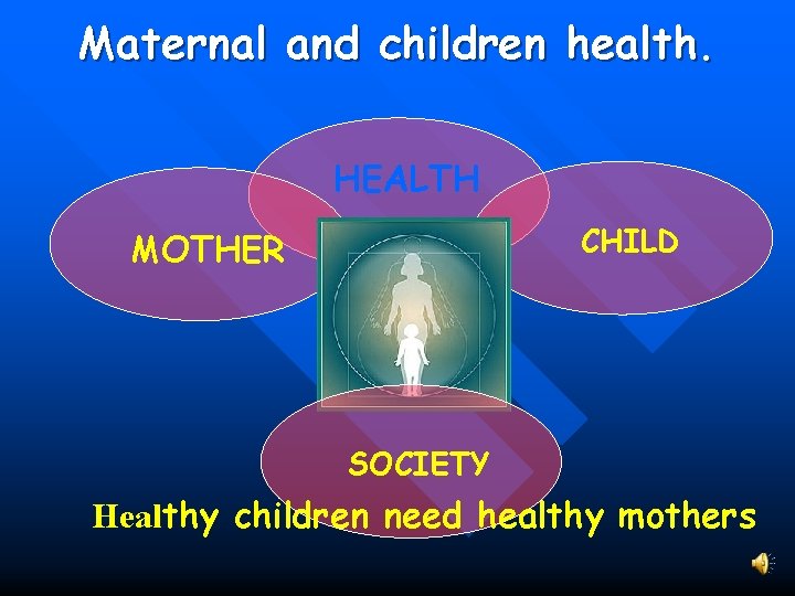 Maternal and children health. HEALTH CHILD MOTHER SOCIETY Healthy children need healthy mothers 