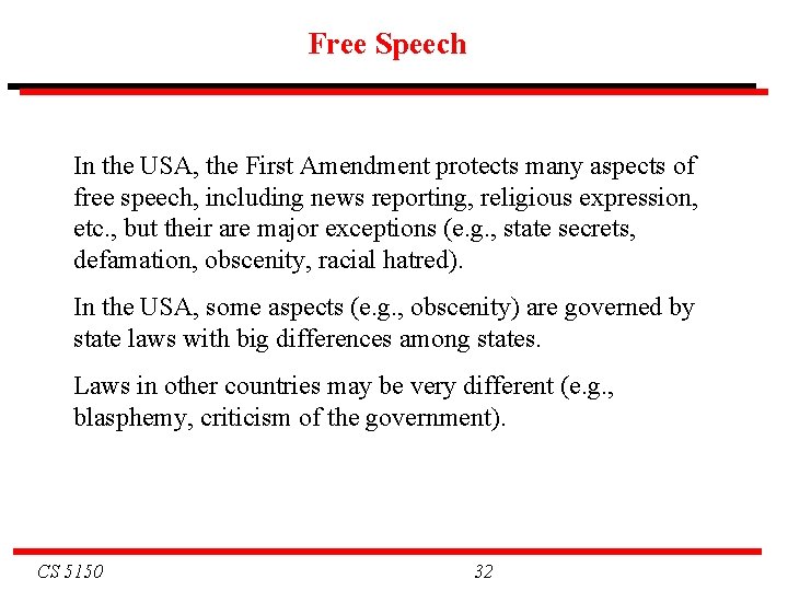 Free Speech In the USA, the First Amendment protects many aspects of free speech, Free Speech In the USA, the First Amendment protects many aspects of free speech,