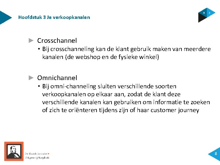 Hoofdstuk 3 Je verkoopkanalen ► Crosschannel • Bij crosschanneling kan de klant gebruik maken