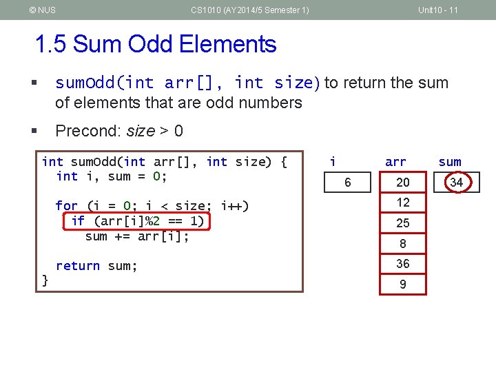 © NUS CS 1010 (AY 2014/5 Semester 1) Unit 10 - 11 1. 5
