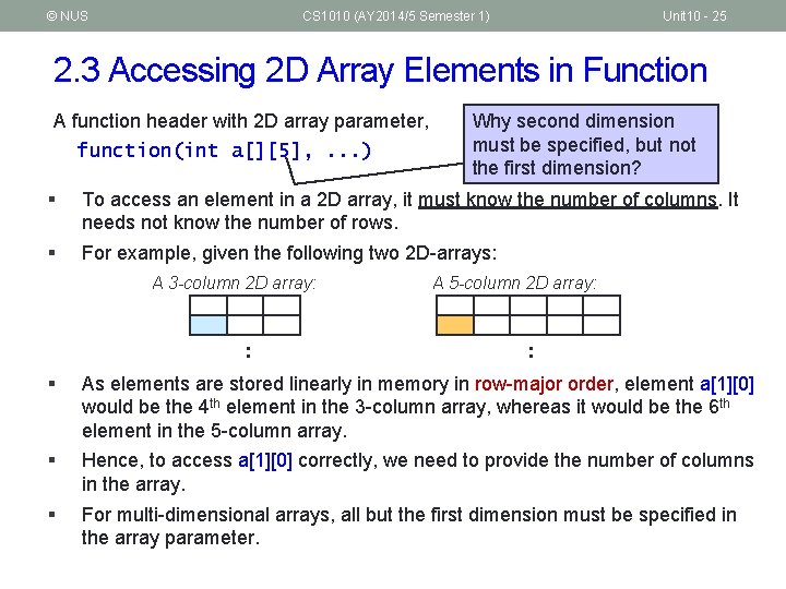 © NUS CS 1010 (AY 2014/5 Semester 1) Unit 10 - 25 2. 3