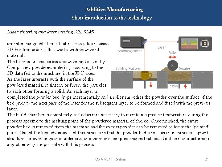 Additive Manufacturing Short introduction to the technology Laser sintering and laser melting (SL, SLM)