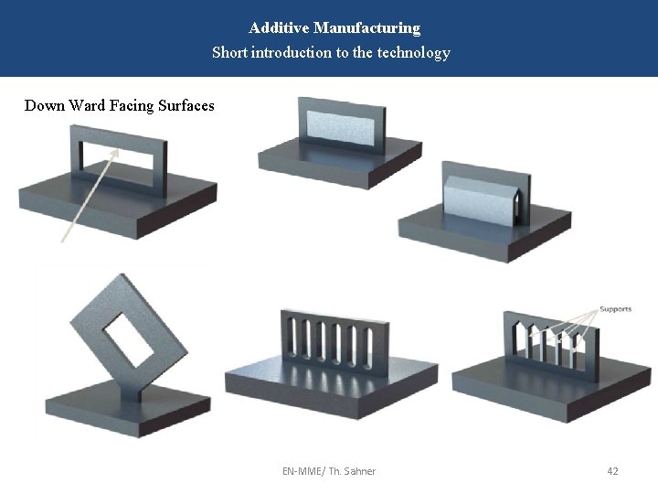 Additive Manufacturing Short introduction to the technology Down Ward Facing Surfaces EN-MME/ Th. Sahner