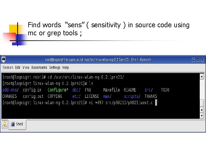 Find words “sens” ( sensitivity ) in source code using mc or grep tools