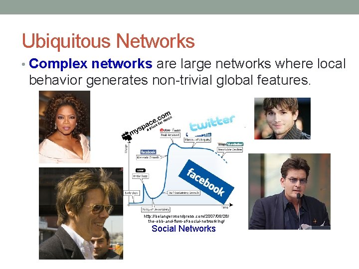Ubiquitous Networks • Complex networks are large networks where local behavior generates non-trivial global