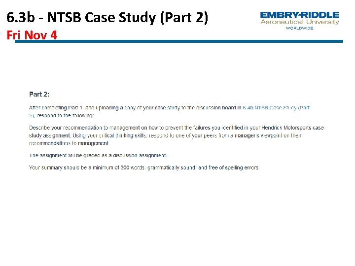 6. 3 b - NTSB Case Study (Part 2) Fri Nov 4 