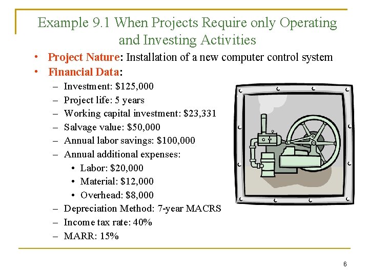 Example 9. 1 When Projects Require only Operating and Investing Activities • Project Nature:
