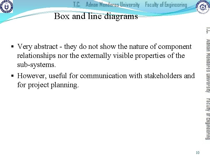Box and line diagrams § Very abstract - they do not show the nature