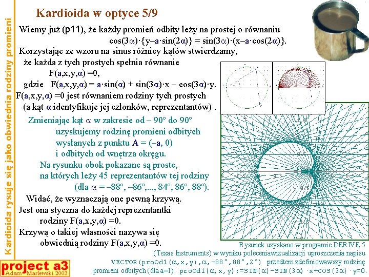 Kardioida rysuje się jako obwiednia rodziny promieni Kardioida w optyce 5/9 Wiemy już (p