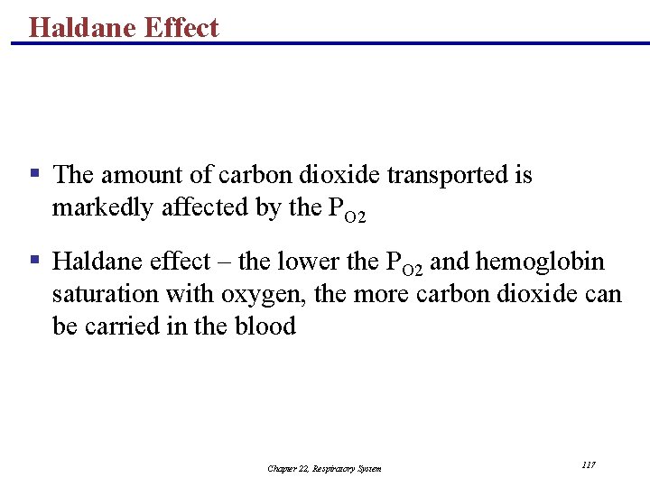 Haldane Effect § The amount of carbon dioxide transported is markedly affected by the