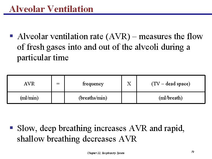 Alveolar Ventilation § Alveolar ventilation rate (AVR) – measures the flow of fresh gases