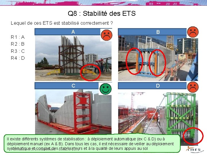 Q 8 : Stabilité des ETS Lequel de ces ETS est stabilisé correctement ?