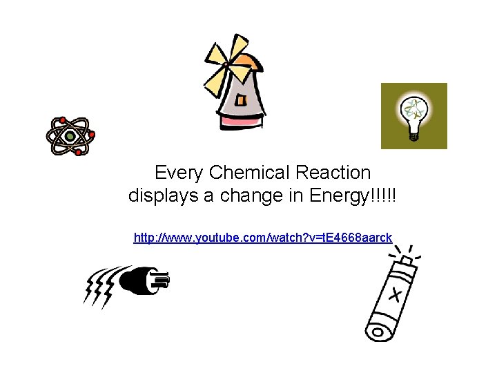 Every Chemical Reaction displays a change in Energy!!!!! http: //www. youtube. com/watch? v=t. E