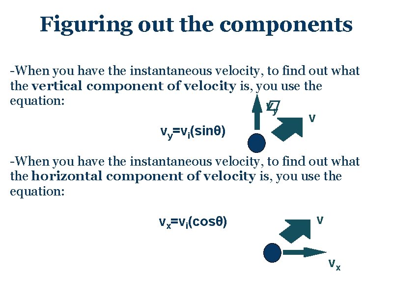 Figuring out the components -When you have the instantaneous velocity, to find out what