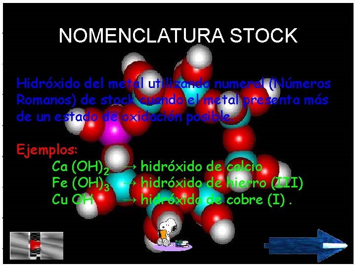 NOMENCLATURA STOCK Hidróxido del metal utilizando numeral (Números Romanos) de stock cuando el metal