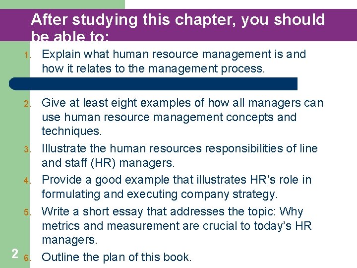 Introduction To Human Resource Management 1 After Studying