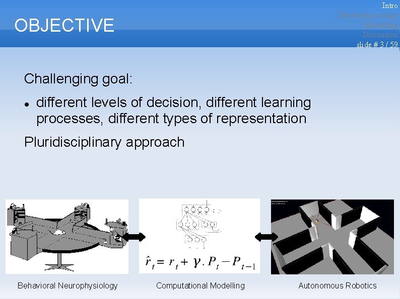 Intro Electrophysiology Modelling Discussion slide # 3 / 59 OBJECTIVE Challenging goal: different levels