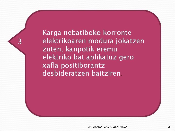 3 Karga nebatiboko korronte elektrikoaren modura jokatzen zuten, kanpotik eremu elektriko bat aplikatuz gero