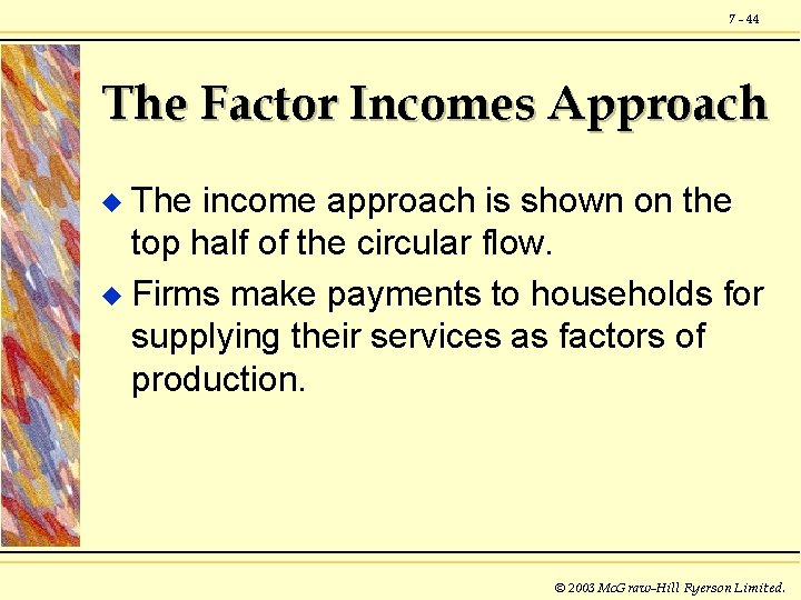 7 - 44 The Factor Incomes Approach The income approach is shown on the