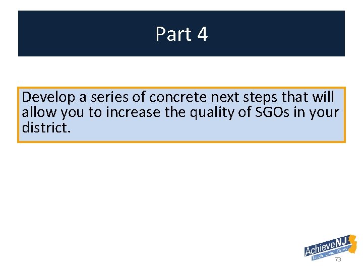 Part 4 Develop a series of concrete next steps that will allow you to