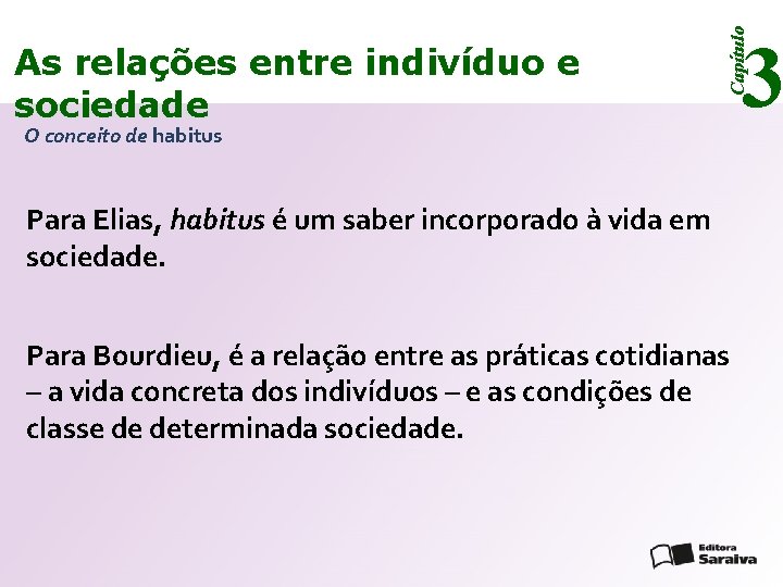 Capítulo As relações entre indivíduo e sociedade O conceito de habitus Para Elias, habitus