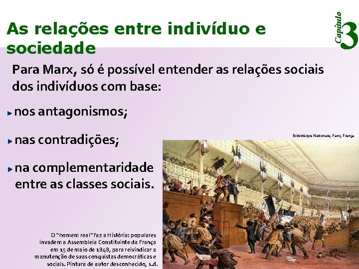 Capítulo 3 As relações entre indivíduo e sociedade Para Marx, só é possível entender