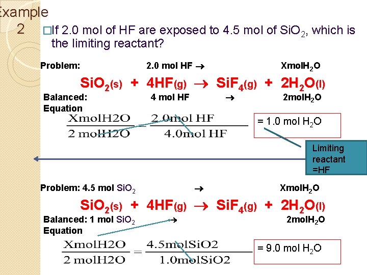 Example 2 �If 2. 0 mol of HF are exposed to 4. 5 mol