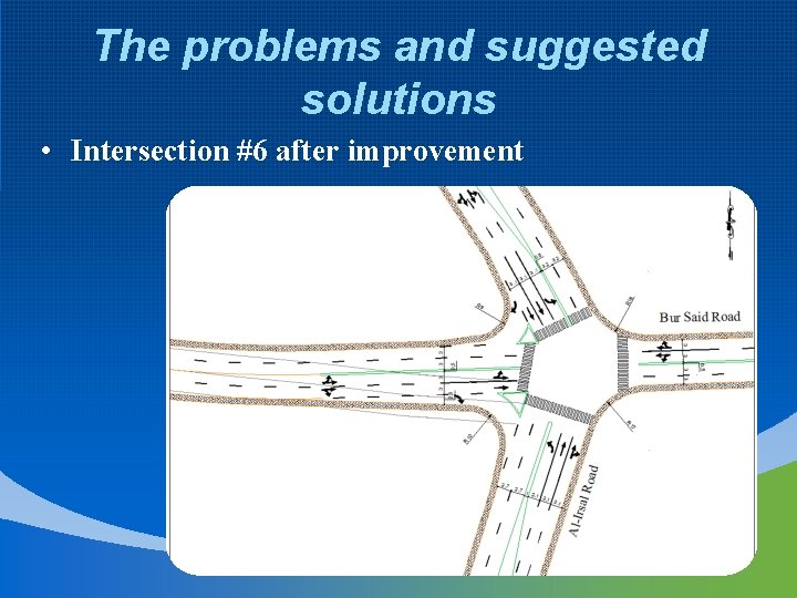 The problems and suggested solutions • Intersection #6 after improvement 