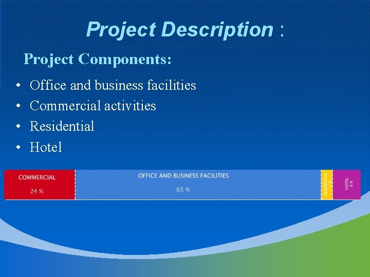 Project Description : Project Components: • • Office and business facilities Commercial activities Residential