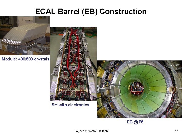 ECAL Barrel (EB) Construction Module: 400/500 crystals SM with electronics EB @ P 5