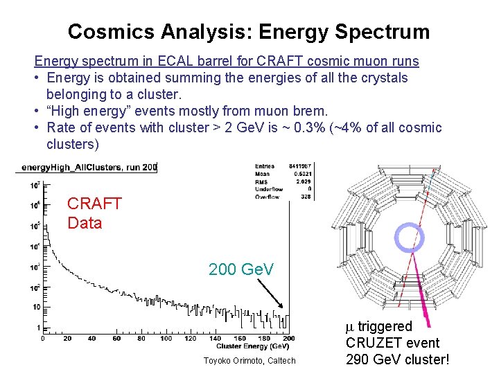 Cosmics Analysis: Energy Spectrum Energy spectrum in ECAL barrel for CRAFT cosmic muon runs
